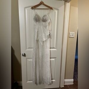 Bridal shorts romper, embroidered sparkle lace, custom made, reception outfit